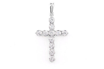 BITTY MIRACLE SET DIAMOND CROSS PENDANT 14K SOLID GOLD 0.20CTW