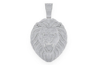LION DIAMOND PENDANT 14K SOLID GOLD 15.00CTW