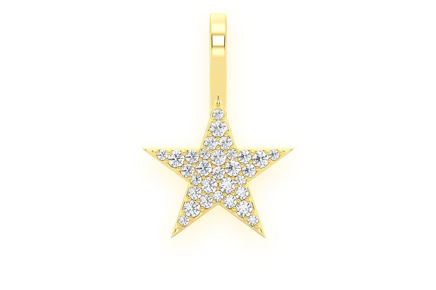 FIVE POINT STAR DIAMOND PENDANT 14K SOLID GOLD .20CTW