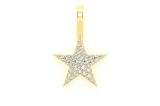 FIVE POINT STAR DIAMOND PENDANT 14K SOLID GOLD .20CTW