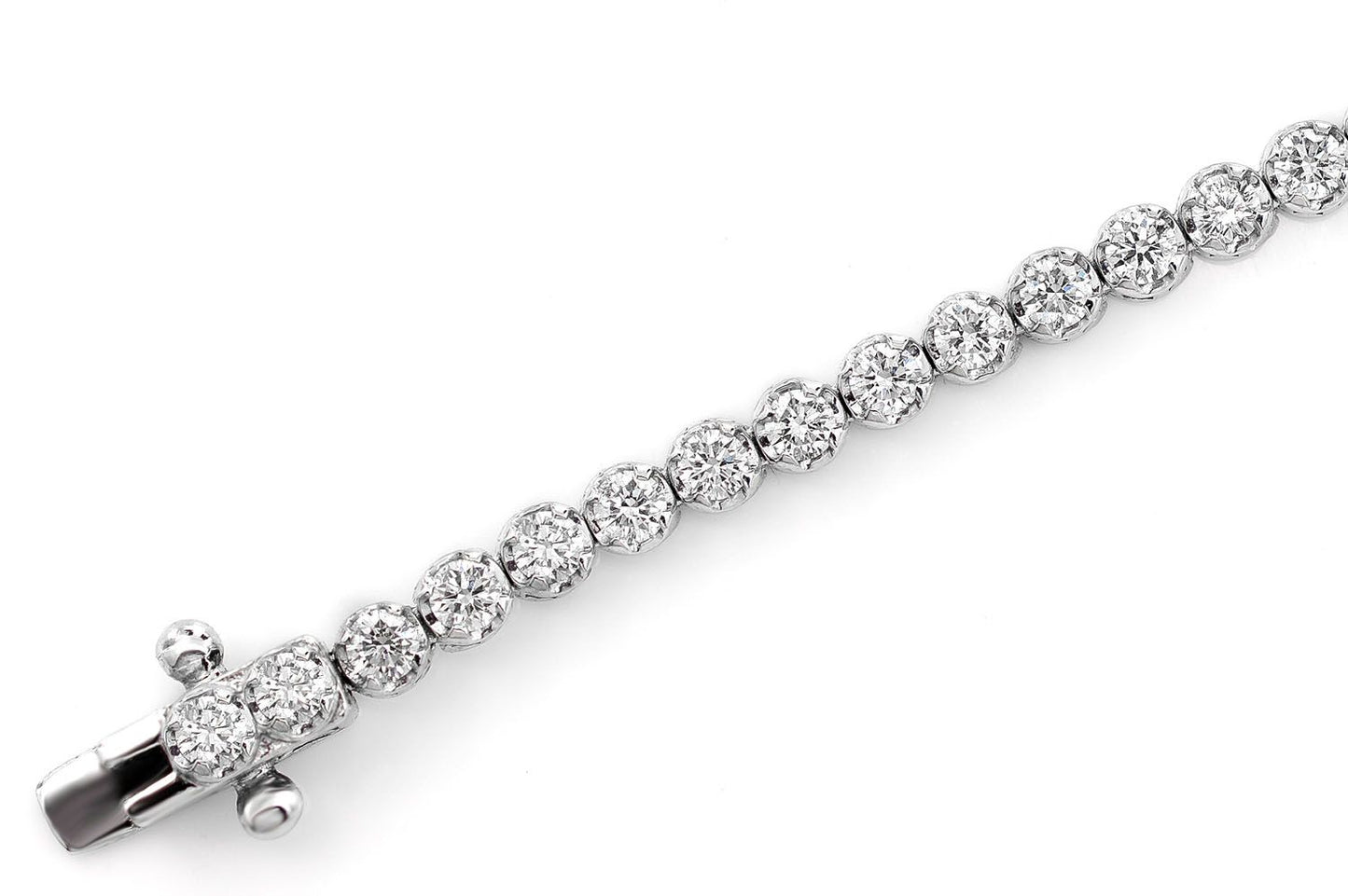 3PT CROWN SET DIAMOND TENNIS BRACELET 14K SOLID GOLD 2.00CTW
