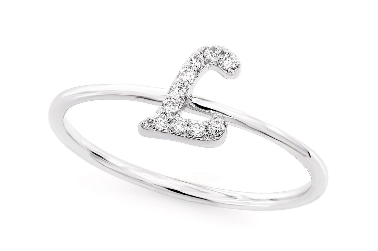 INEL CU DIAMANT CU LITERA CURSIVĂ L, AUR MASIV DE 14K, 0.05CT