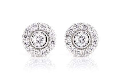 CERCEI CU ȘTIF ȘI DIAMANTE CU SET BEZEL, AUR MASIV DE 14K, 0.75CT