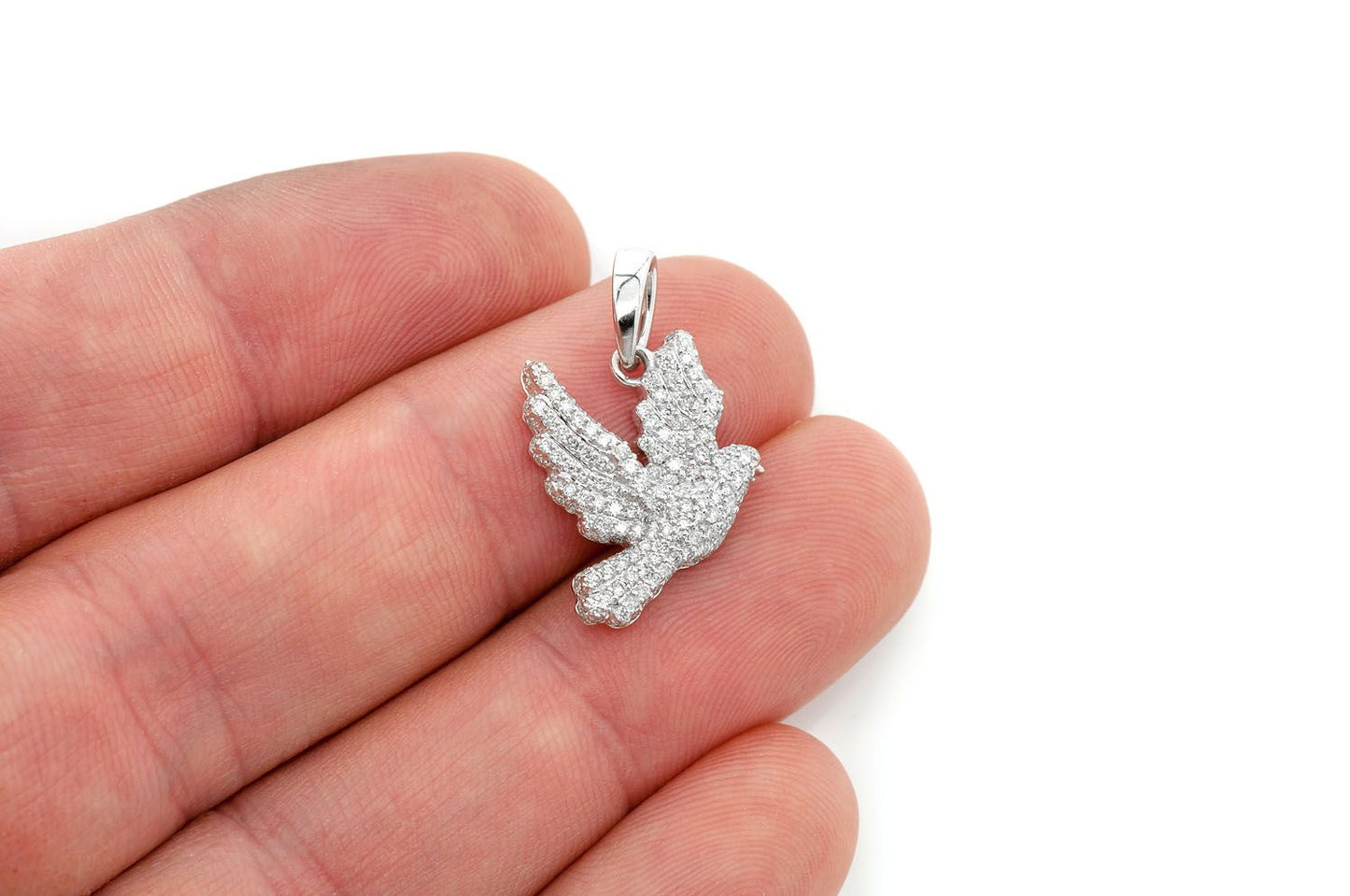 DOVE DIAMOND PENDANT 14K SOLID GOLD 0.60CTW