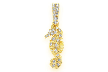 PANDANT CU DIAMANT CĂLUȚ DE MARE, AUR MASIV DE 14K, 0,15 CT