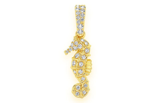 SEAHORSE DIAMOND PENDANT 14K SOLID GOLD .15CTW