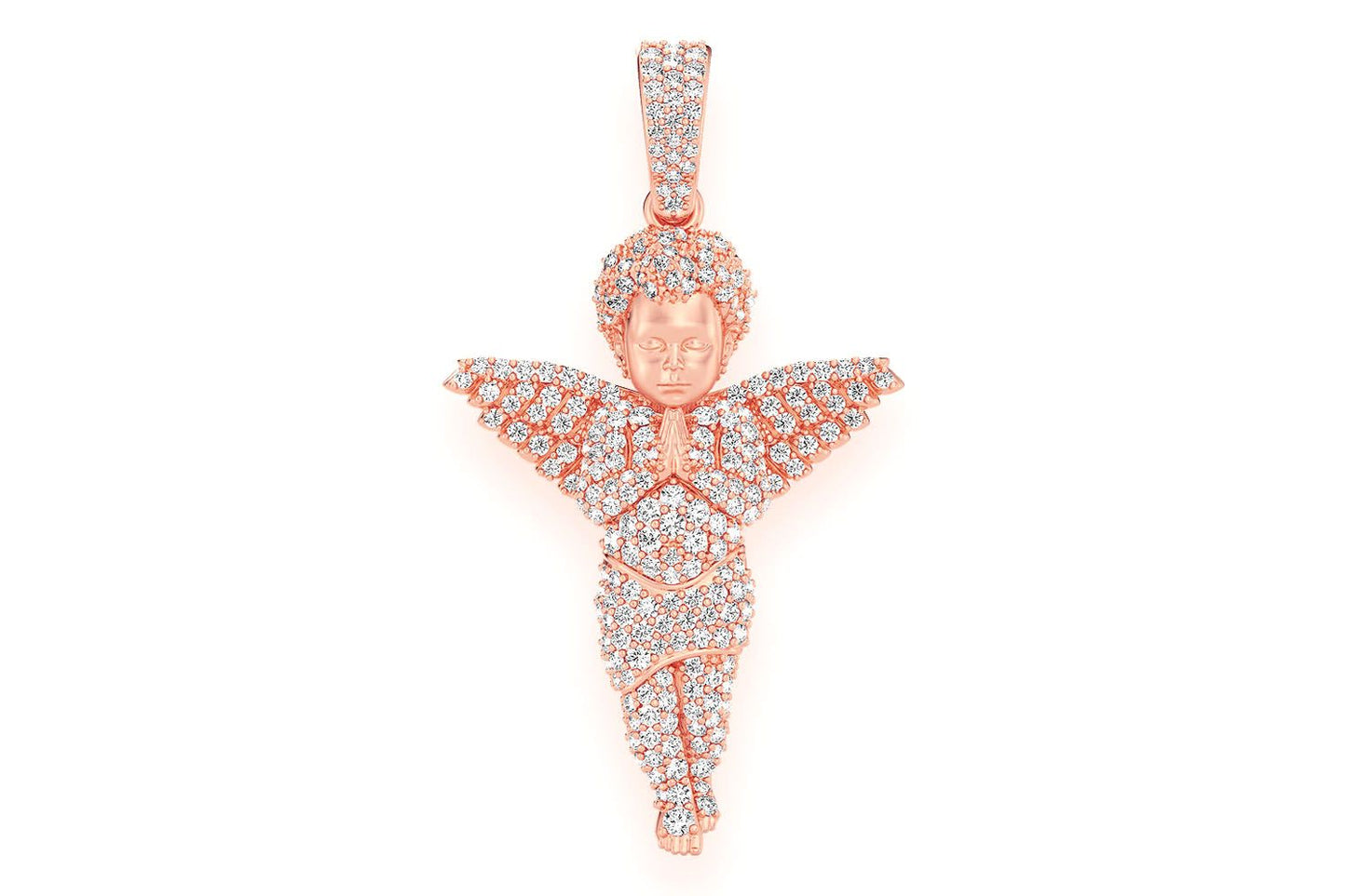 PANDANT CU DIAMANT ÎNGER ÎN RUGĂCIUNE, AUR MASIV DE 14K, 1.15CT