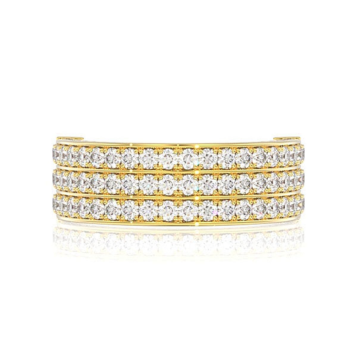 THREE ROW DIAMOND BAND RING 14K SOLID GOLD 2.00CTW