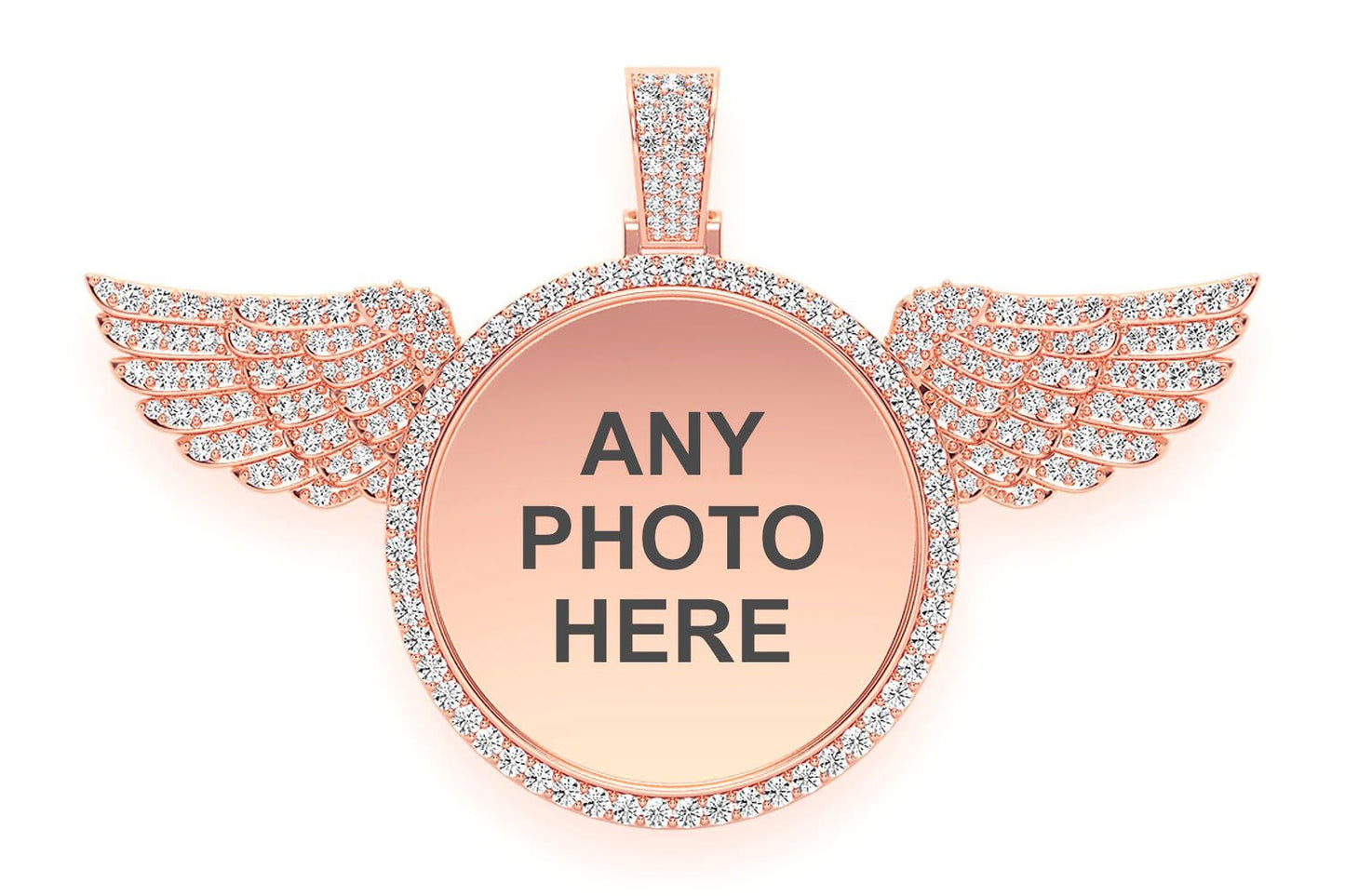 MEMORY WINGS PHOTO DIAMOND PENDANT 14K SOLID GOLD 8.75CTW