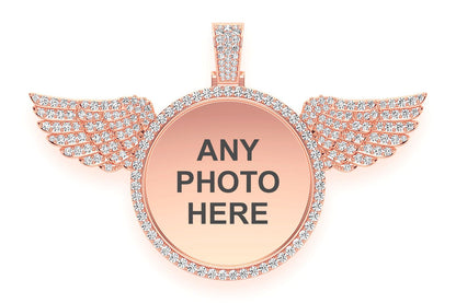 MEMORY WINGS PHOTO DIAMOND PENDANT 14K SOLID GOLD 8.75CTW