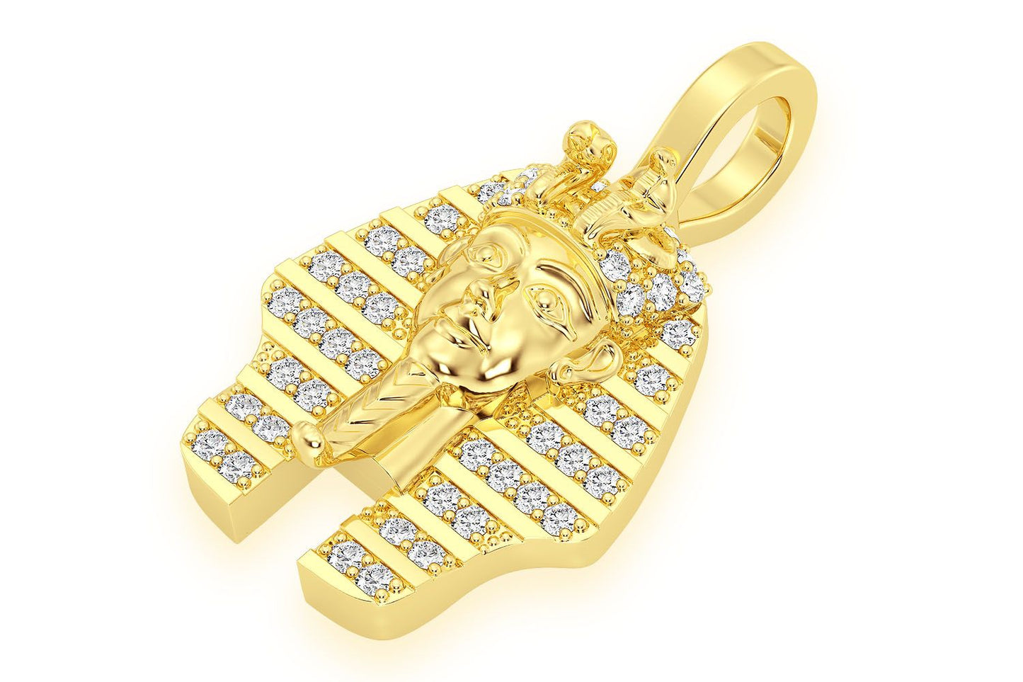 PHARAOH DIAMOND PENDANT 14K SOLID GOLD 0.20CTW