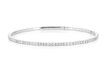 BEAD AND DIAMOND FLEX BANGLE BRACELET 14K SOLID GOLD 1.15CTW