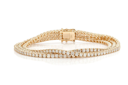 6PT THREE ROW PRONG SET DIAMOND TENNIS BRACELET 14K SOLID GOLD 12.75CTW