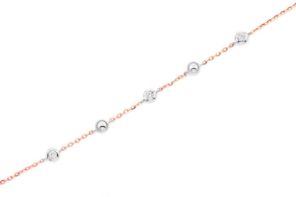 BEAD & BEZEL DIAMOND BRACELET 14K SOLID GOLD 0.05CTW