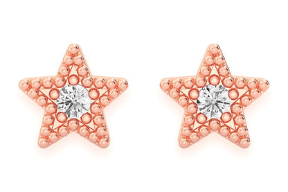 STAR DIAMOND EARRINGS 14K SOLID GOLD 0.05CTW