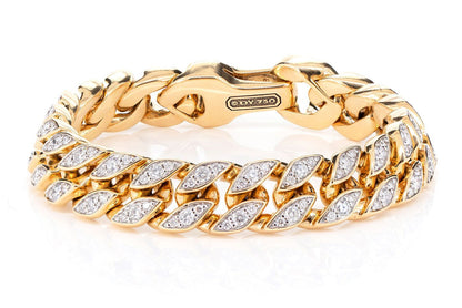SIGNED 11.5MM CURB LINK DIAMOND BRACELET 18K SOLID GOLD 4.00CTW