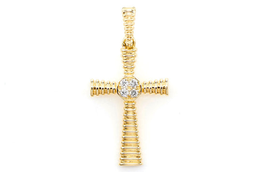 DUTCH CROSS PENDANT DIAMOND ACCENT 14K SOLID GOLD 0.05CTW