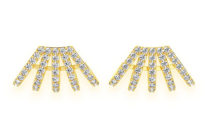 FIVE ROW CUFF DIAMOND EARRINGS 14K SOLID GOLD 1.00CTW