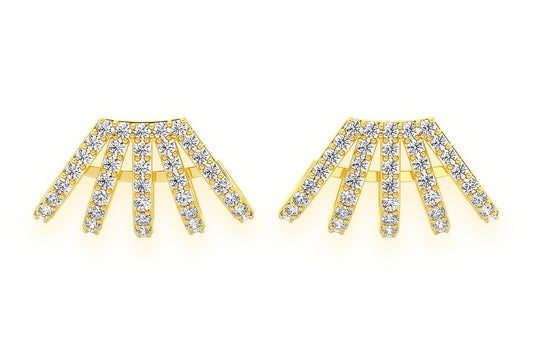 FIVE ROW CUFF DIAMOND EARRINGS 14K SOLID GOLD 1.00CTW