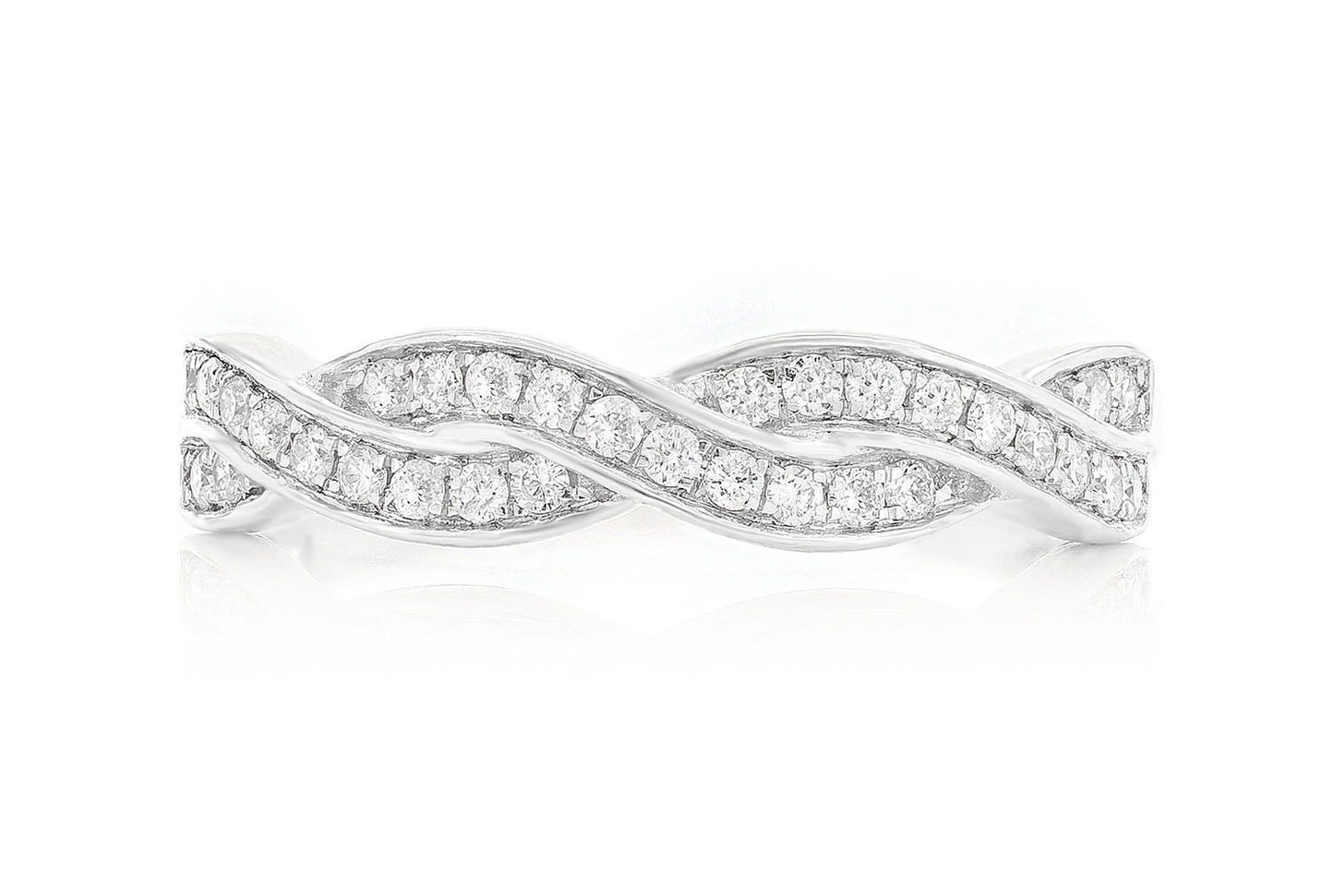 WEAVED STACKABLE DIAMOND BAND 14K SOLID GOLD 0.20CTW