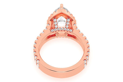 SPHINX - 3.00CT PEAR SOLITAIRE - TWO ROW SPLIT SCALLOP - DIAMOND ENGAGEMENT RING