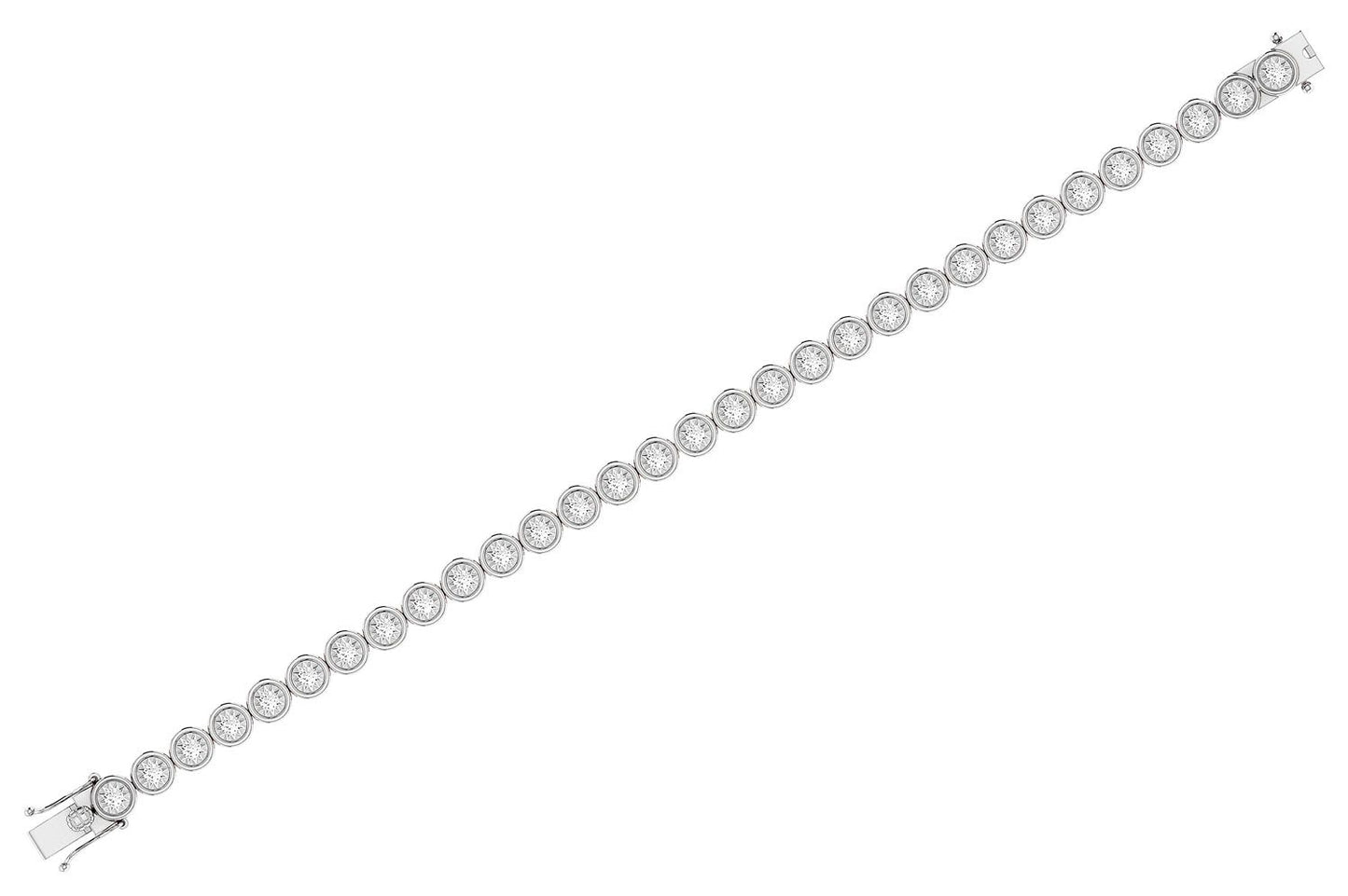 BEZEL SET MIRACLE DIAMOND TENNIS BRACELET 14K SOLID GOLD 3.00CTW