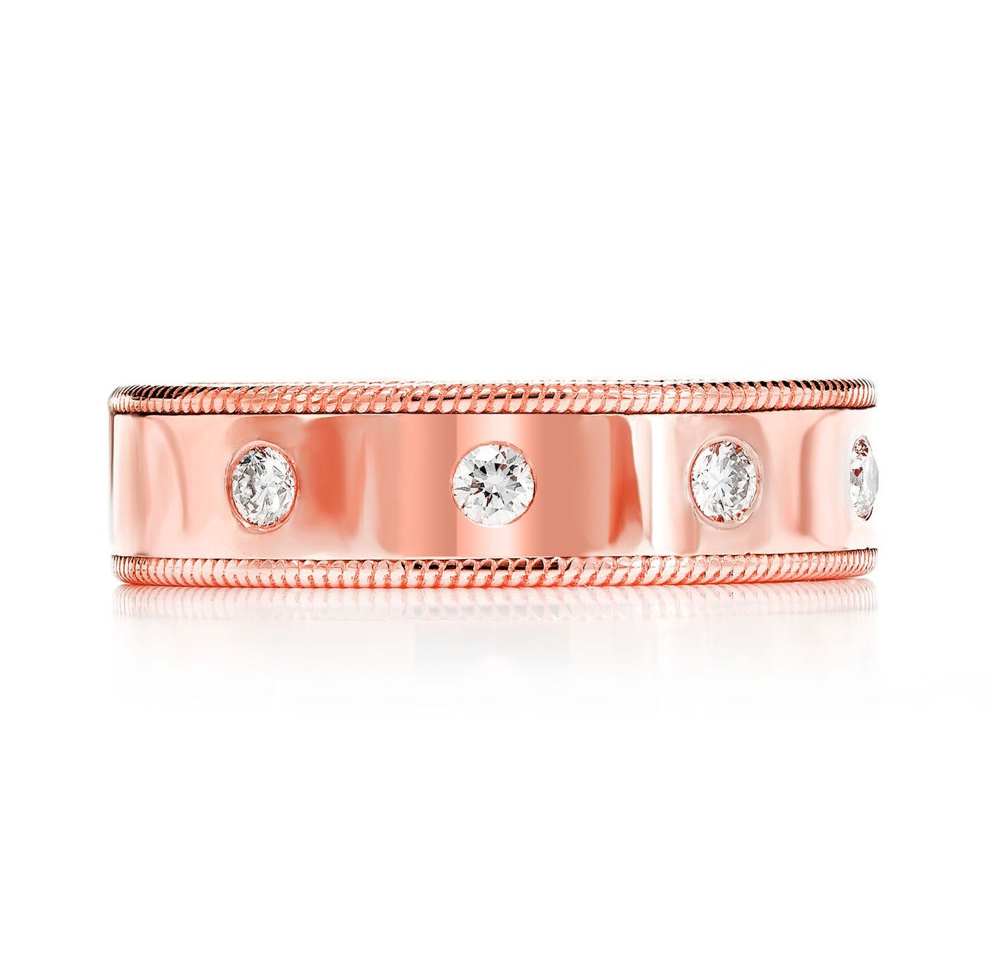 BORDER DETAIL GYPSY SET DIAMOND BAND RING 14K SOLID GOLD 0.45CTW