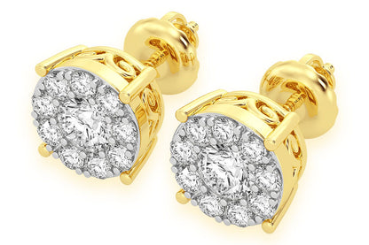 CERCEI CU DIAMANT ȘTIF ȘI MOZAIC DE 0.75 CT AUR MASIV DE 14K