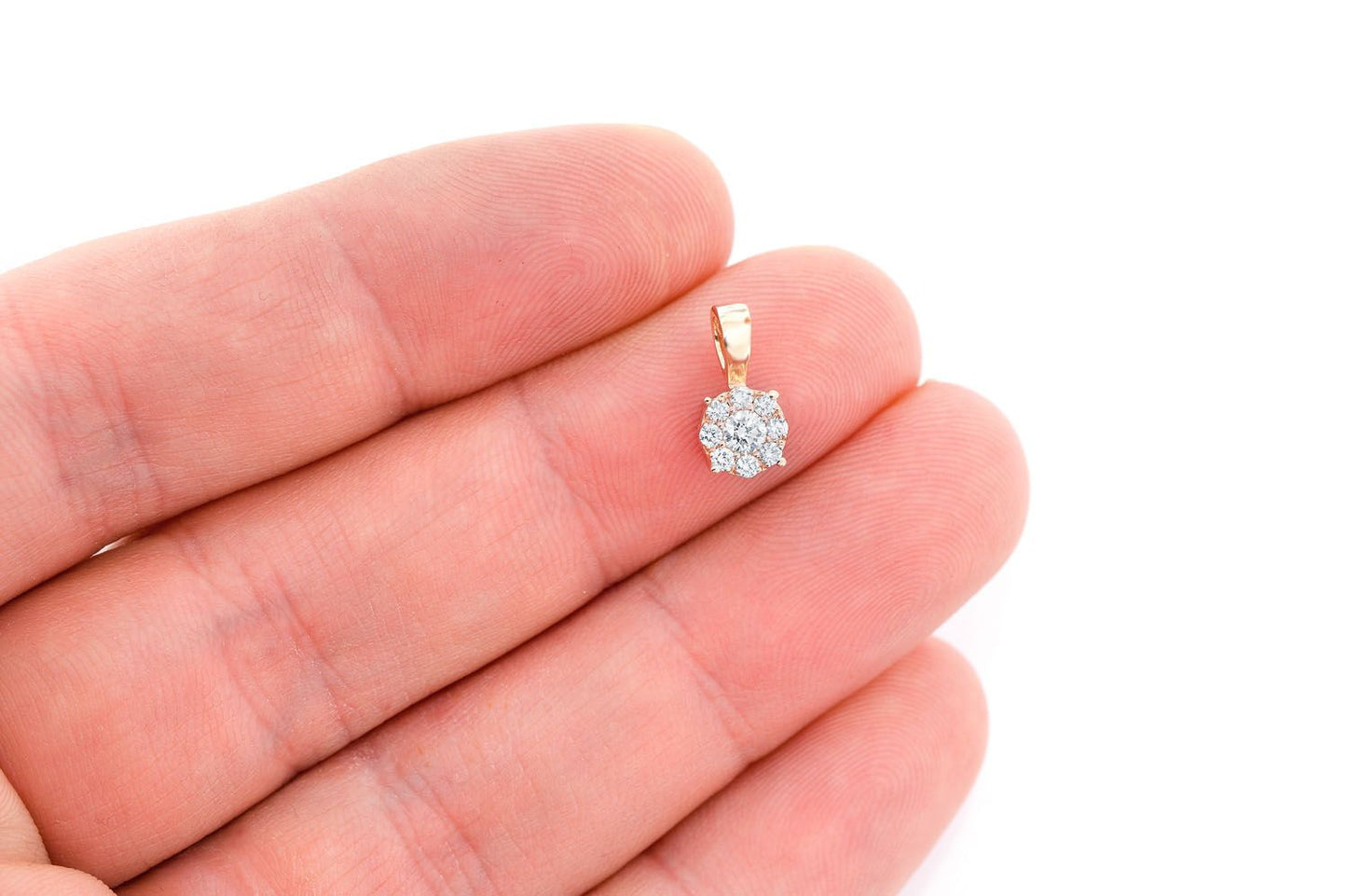 MOSAIC DIAMOND PENDANT 14K SOLID GOLD 0.25CTW