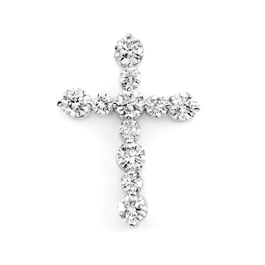 SHARED PRONG HIDDEN BAIL DIAMOND CROSS PENDANT 14K SOLID GOLD 1.00CTW