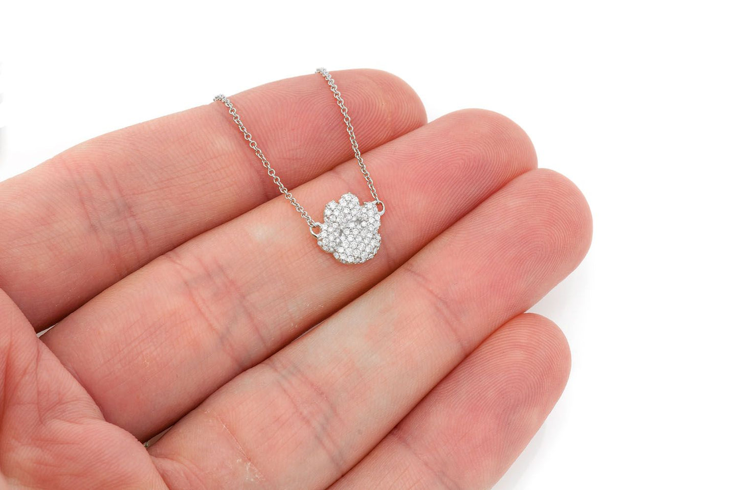 DOG PAW DIAMOND NECKLACE CONNECTED 14K SOLID GOLD 0.35CTW