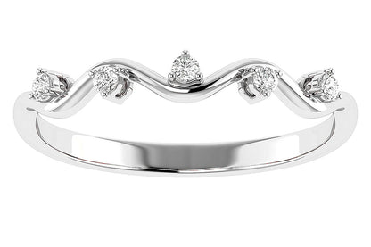 WAVY DIAMOND BAND RING 14K SOLID GOLD 0.06CTW