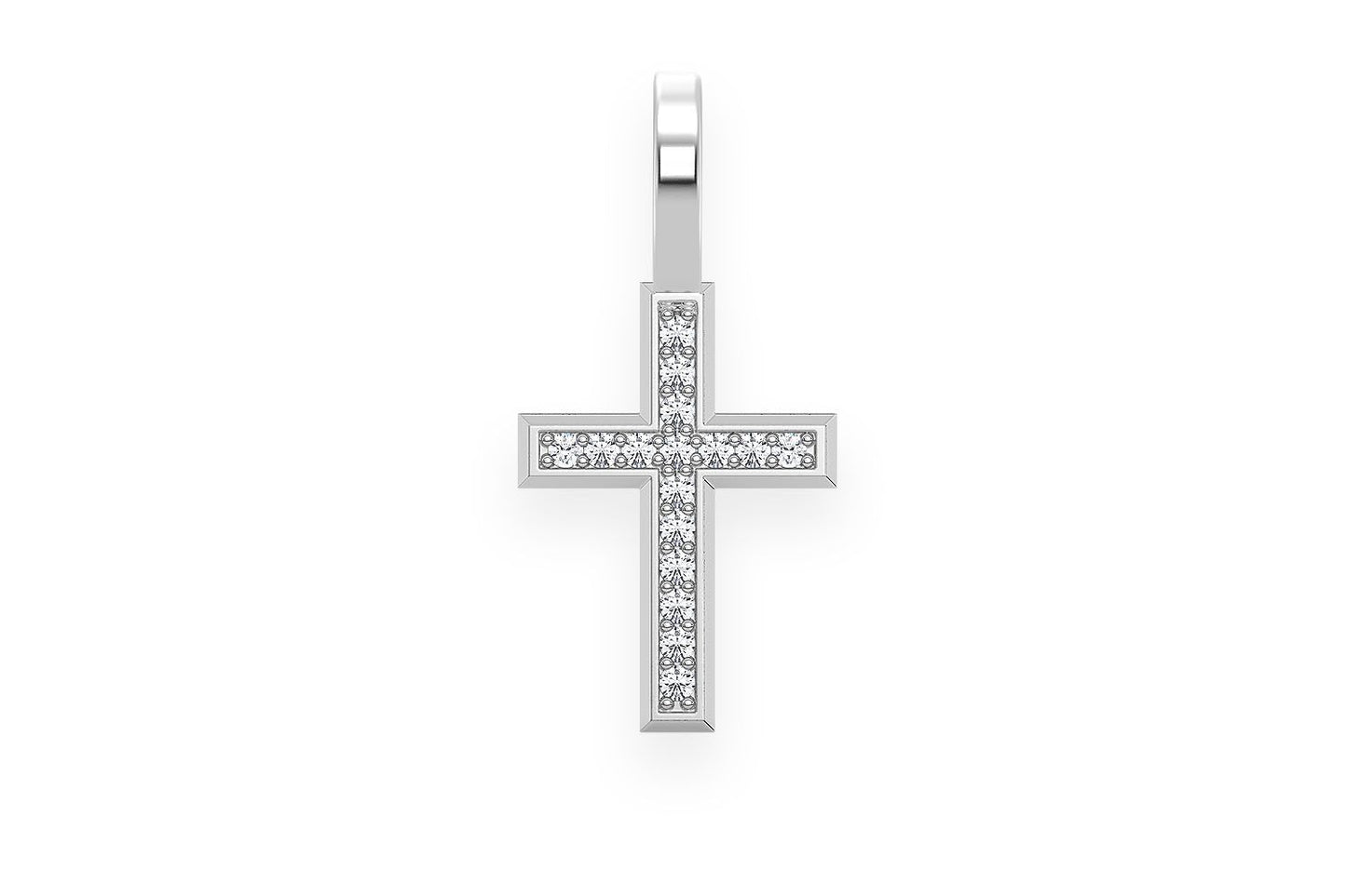 PANDANT CU DIAMANT CU CRUCE ÎN UNGHI, AUR MASIV DE 14K, 0,05 CT