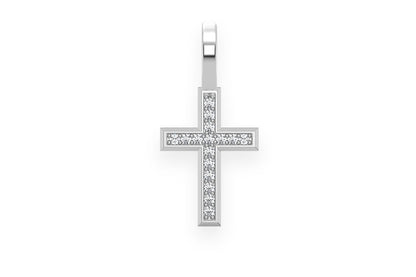 PANDANT CU DIAMANT CU CRUCE ÎN UNGHI, AUR MASIV DE 14K, 0,05 CT