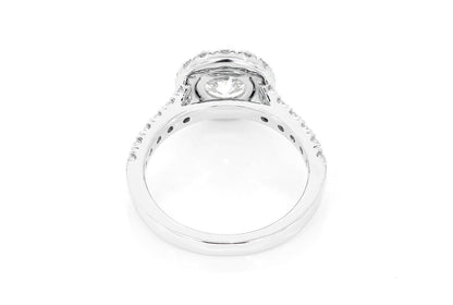 1.00CT ROUND SOLITAIRE - HALO - DIAMOND ENGAGEMENT RING