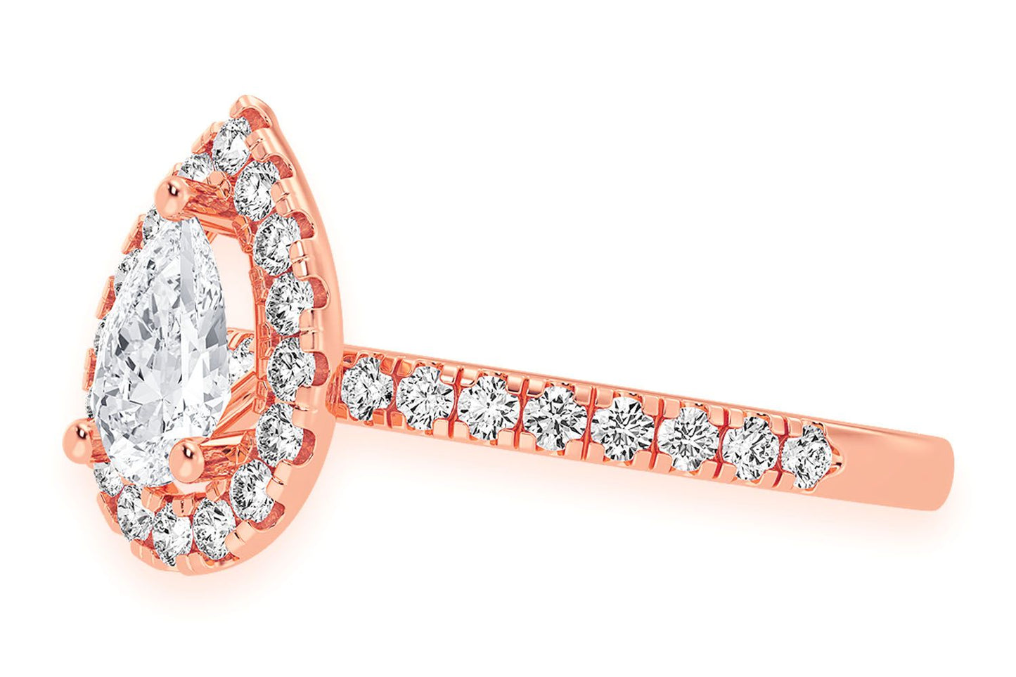 THAV - 0.75CT SOLITAIRE PEAR SHAPE HALO - DIAMOND ENGAGEMENT RING