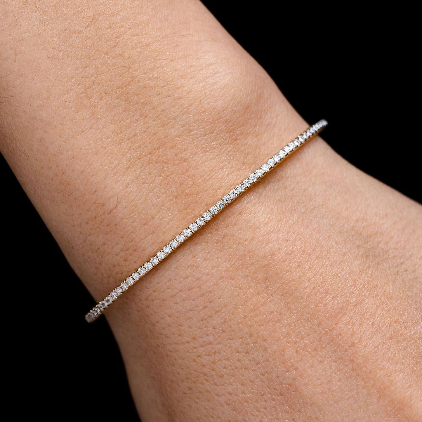 BRĂȚARĂ TENIS FLEXIBILĂ CU DIAMANTE, SET PRONG, AUR MASIV DE 14K, 0.70CT