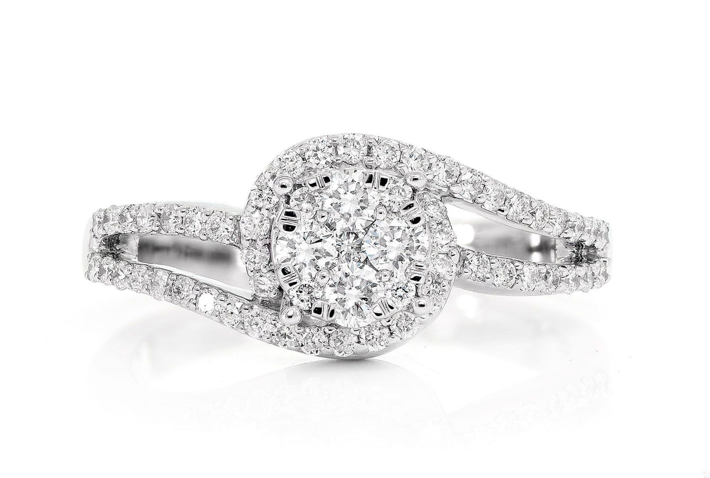 TWISTED MOSAIC DIAMOND RING 14K SOLID GOLD 0.60CTW