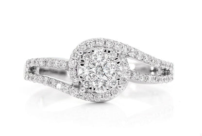 TWISTED MOSAIC DIAMOND RING 14K SOLID GOLD 0.60CTW