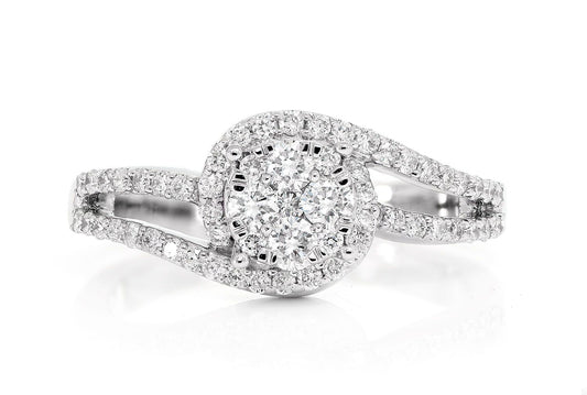 TWISTED MOSAIC DIAMOND RING 14K SOLID GOLD 0.60CTW