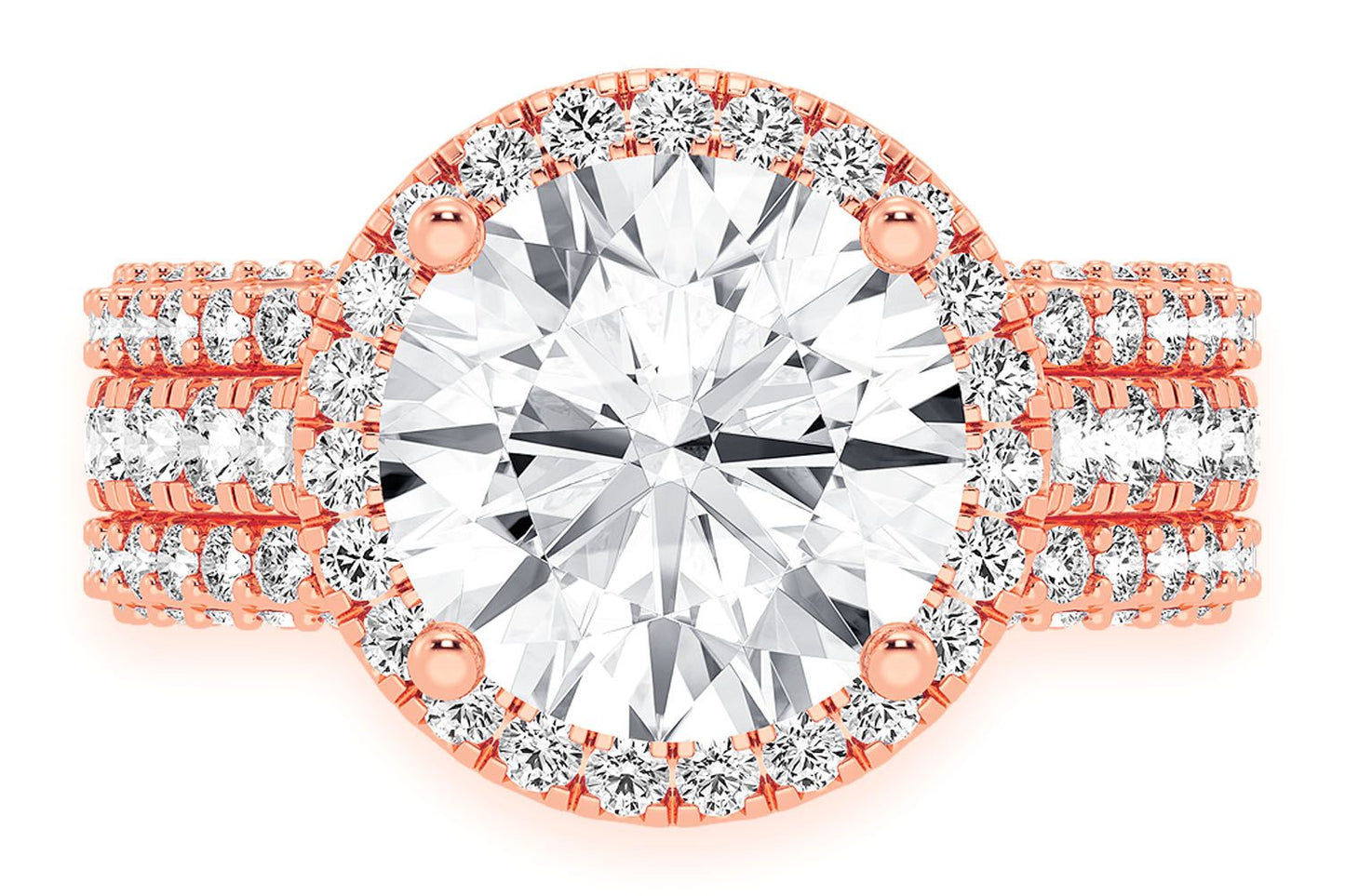 TRIPP - 3.00CT ROUND SOLITAIRE - THREE ROW - DIAMOND ENGAGEMENT RING