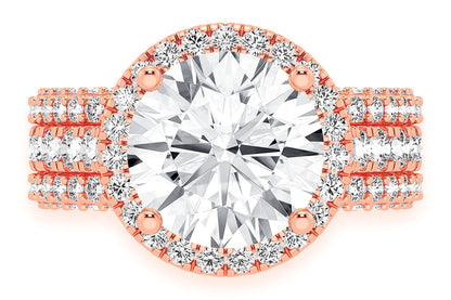 TRIPP - 3.00CT ROUND SOLITAIRE - THREE ROW - DIAMOND ENGAGEMENT RING