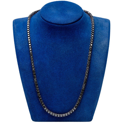 BLACK DIAMOND PRONG SET TENNIS NECKLACE 14K SOLID GOLD 38.25CTW