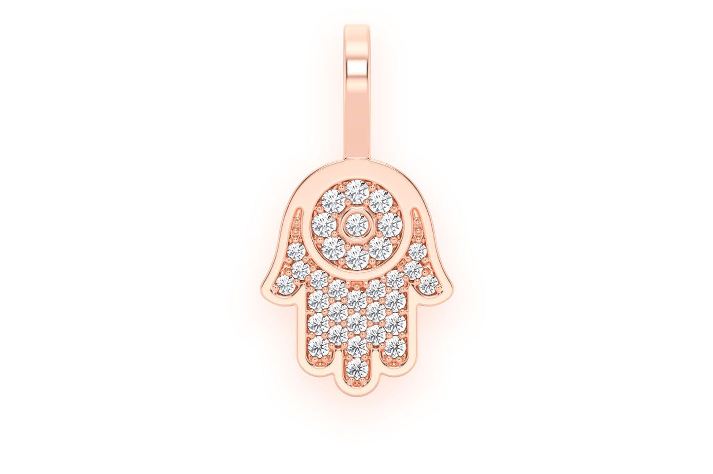 HAMSA DIAMOND PENDANT 14K SOLID GOLD 0.20CTW