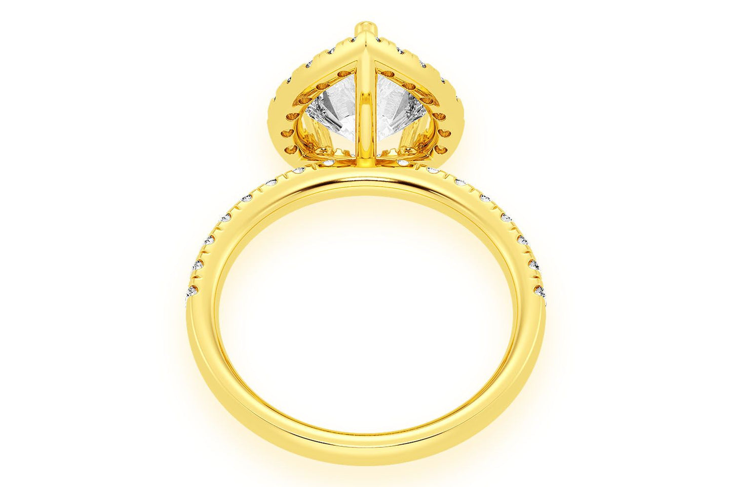 THAV - 2.00CT PEAR SOLITAIRE - SCALLOP HALO ONE ROW - DIAMOND ENGAGEMENT RING