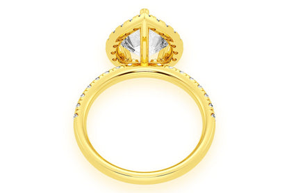 THAV - 2.00CT PEAR SOLITAIRE - SCALLOP HALO ONE ROW - DIAMOND ENGAGEMENT RING