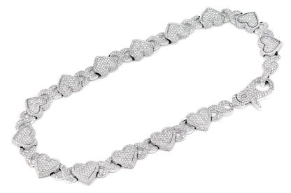 HEART INFINITY LINK DIAMOND NECKLACE 14K SOLID GOLD 28.45CTW