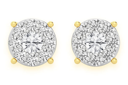 0.50CTW MOSAIC STUD DIAMOND EARRINGS 14K SOLID GOLD