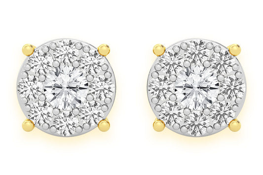 0.50CTW MOSAIC STUD DIAMOND EARRINGS 14K SOLID GOLD