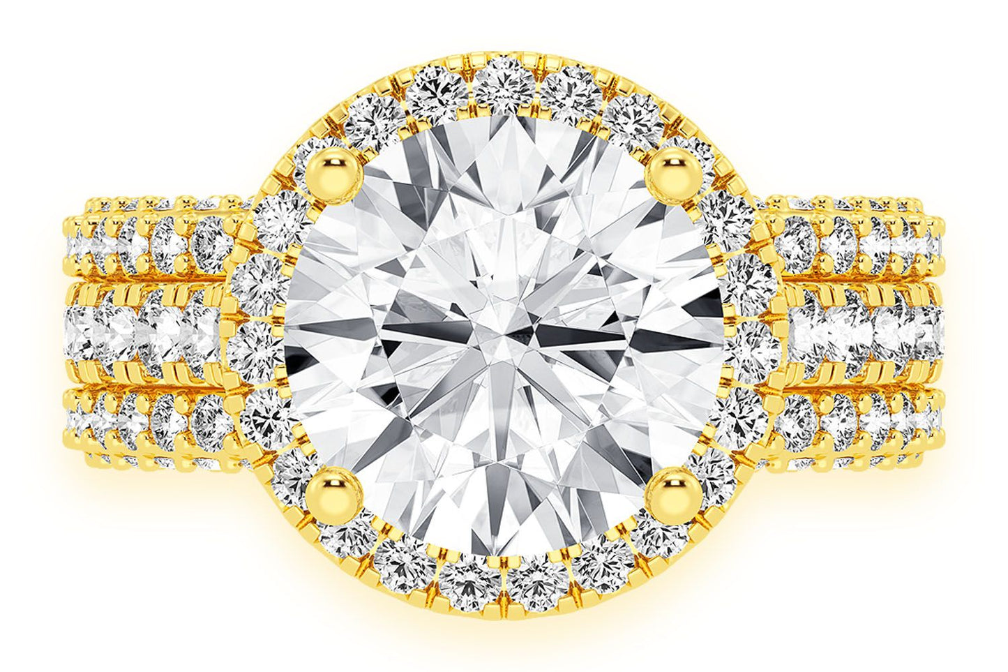 TRIPP - 3.00CT ROUND SOLITAIRE - THREE ROW - DIAMOND ENGAGEMENT RING
